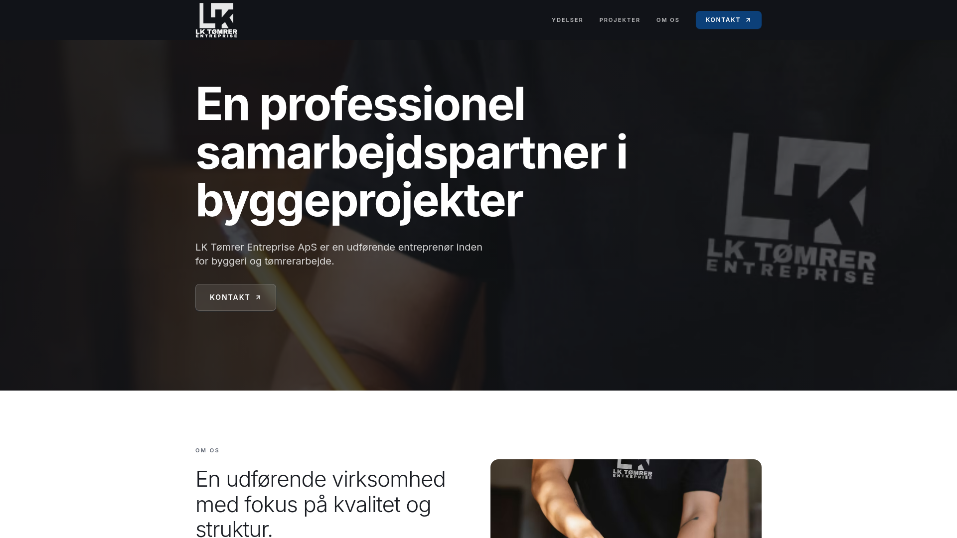 LK Tømrerentreprise hjemmeside